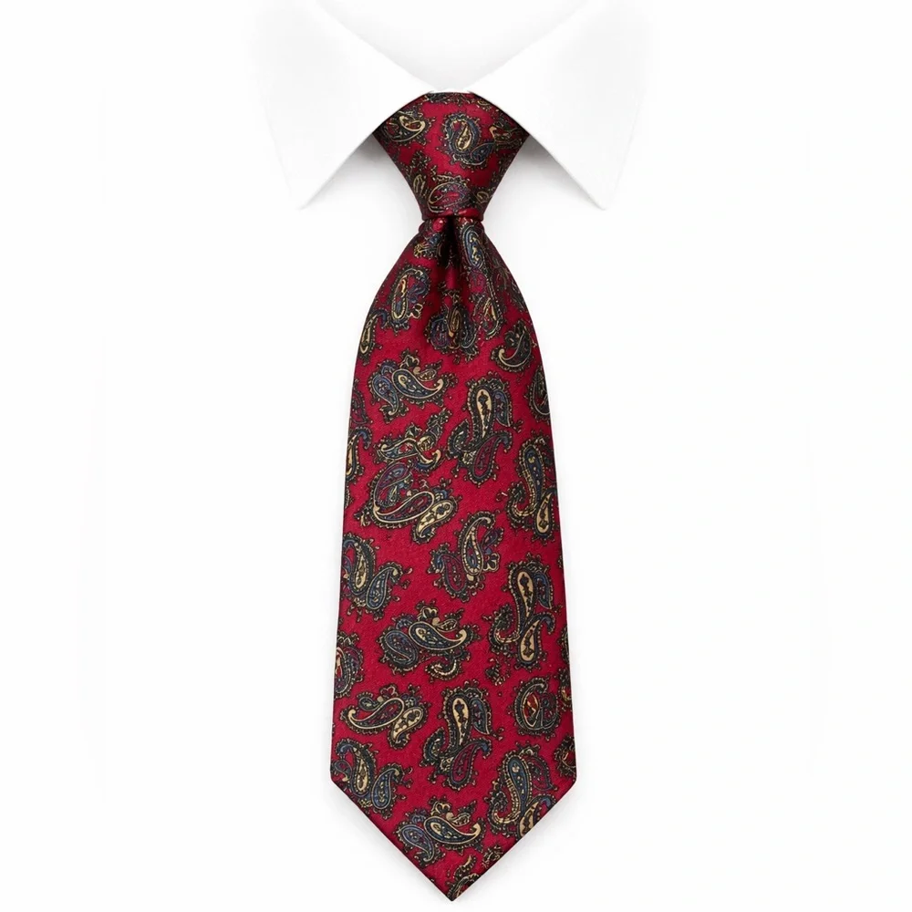 Kuppenheimer Men Paisley Neck Tie Quiet Luxury Old Money Career Professional Red
